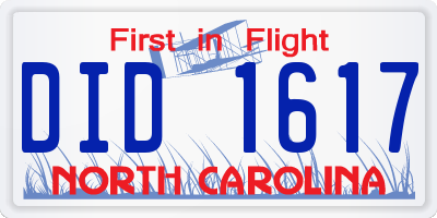 NC license plate DID1617
