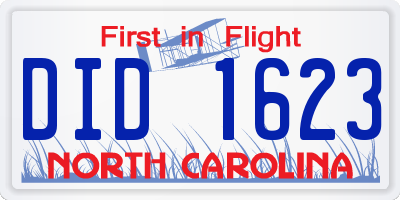 NC license plate DID1623