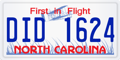 NC license plate DID1624