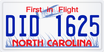 NC license plate DID1625