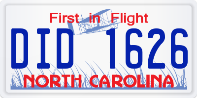 NC license plate DID1626