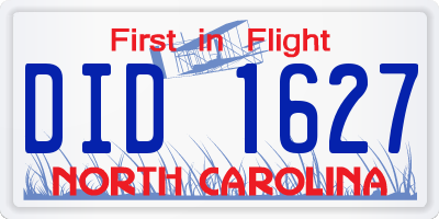 NC license plate DID1627