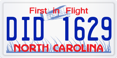 NC license plate DID1629