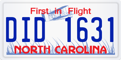 NC license plate DID1631