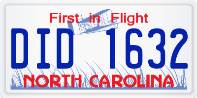 NC license plate DID1632