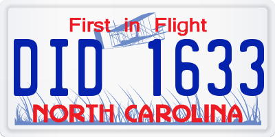 NC license plate DID1633