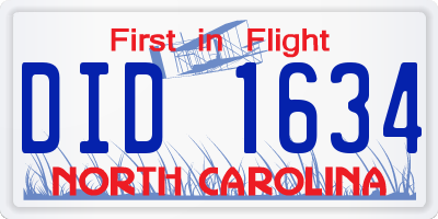 NC license plate DID1634