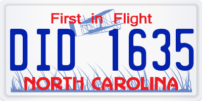 NC license plate DID1635