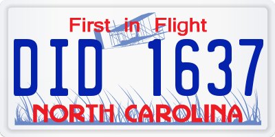 NC license plate DID1637