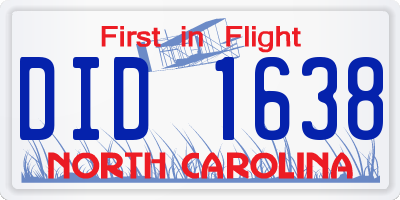 NC license plate DID1638