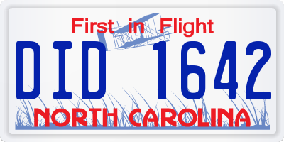 NC license plate DID1642