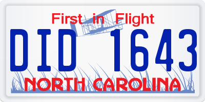 NC license plate DID1643