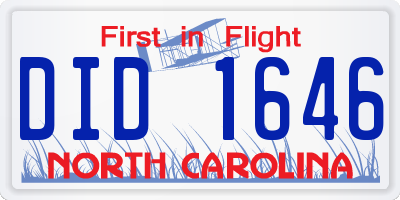 NC license plate DID1646