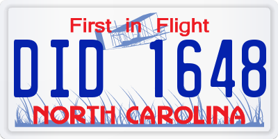 NC license plate DID1648