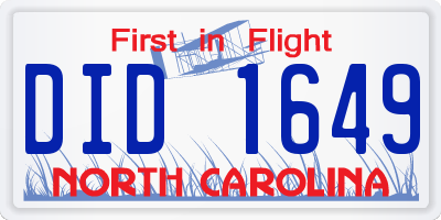 NC license plate DID1649