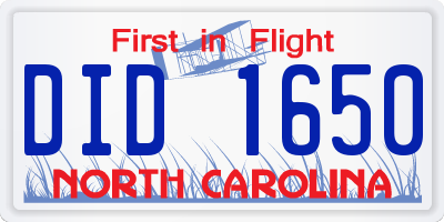 NC license plate DID1650