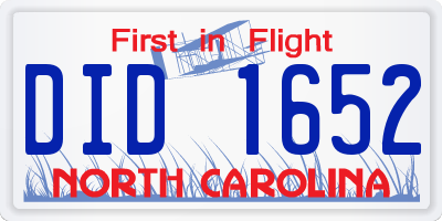 NC license plate DID1652