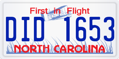 NC license plate DID1653