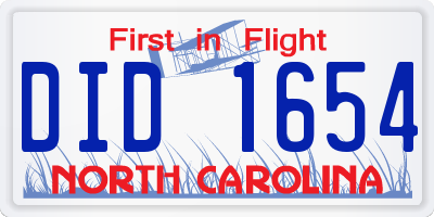 NC license plate DID1654