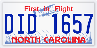 NC license plate DID1657