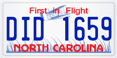 NC license plate DID1659