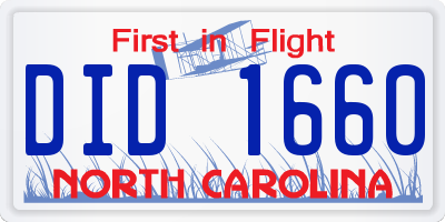 NC license plate DID1660