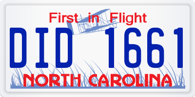 NC license plate DID1661