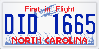 NC license plate DID1665