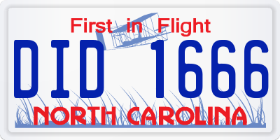 NC license plate DID1666