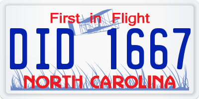 NC license plate DID1667