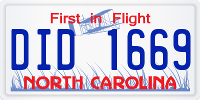 NC license plate DID1669