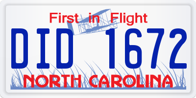 NC license plate DID1672