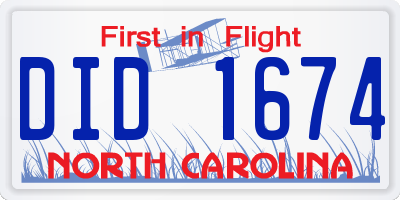 NC license plate DID1674