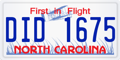 NC license plate DID1675