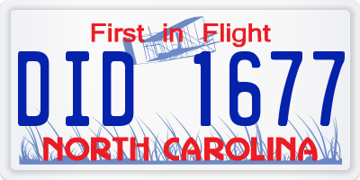 NC license plate DID1677