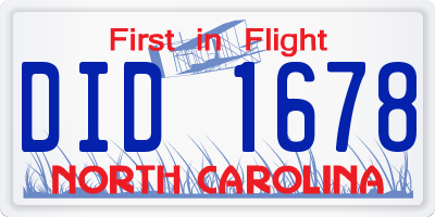 NC license plate DID1678