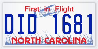 NC license plate DID1681