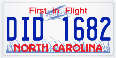 NC license plate DID1682
