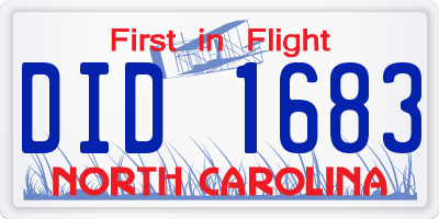 NC license plate DID1683