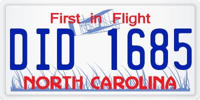 NC license plate DID1685