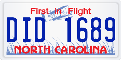 NC license plate DID1689