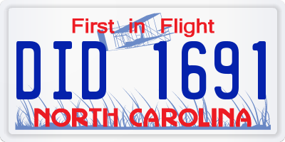 NC license plate DID1691