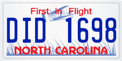 NC license plate DID1698