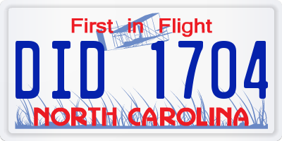 NC license plate DID1704
