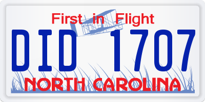 NC license plate DID1707