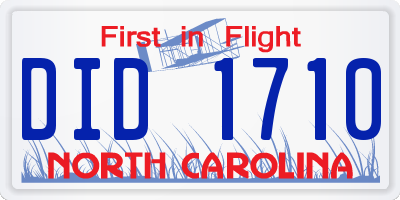NC license plate DID1710