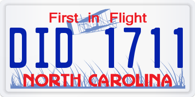 NC license plate DID1711