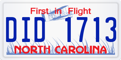 NC license plate DID1713