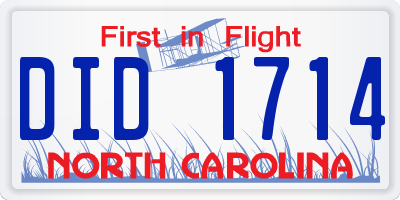 NC license plate DID1714