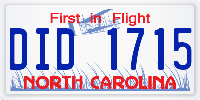 NC license plate DID1715